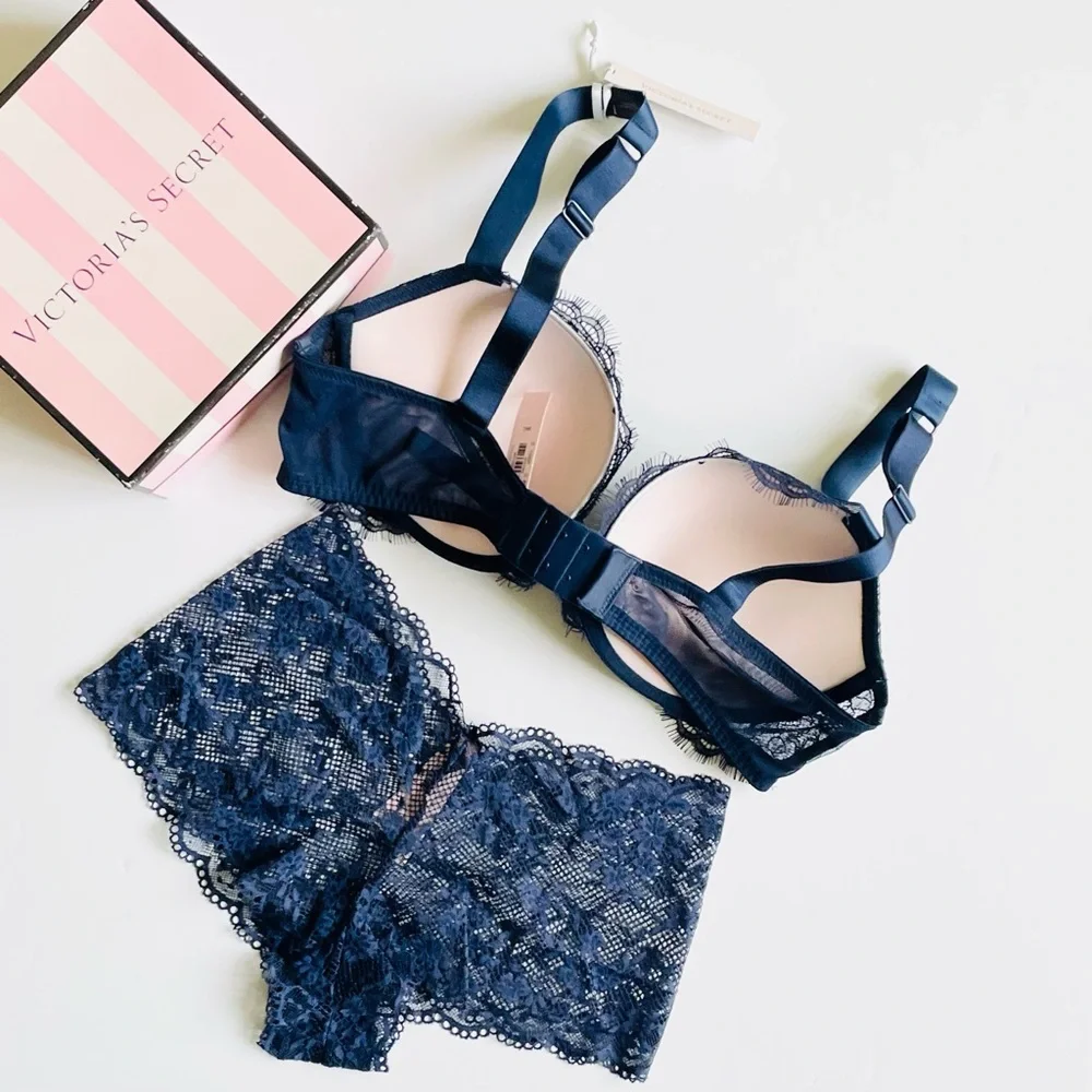 36C SMALL Victoria’s Secret navy bra set